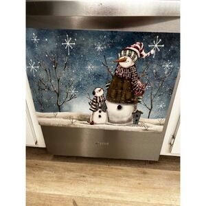 Collections Etc Decorative Snowman‎ Scene Dishwasher Magnet Cover Winter Holiday